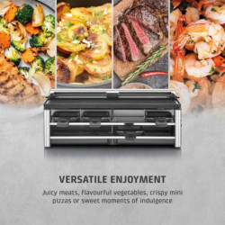 Раклет грил CASO Design Raclette AirClean, 1500W, Керамични плочи, Система за по-малко миризми и дим, Филтър, Инокс