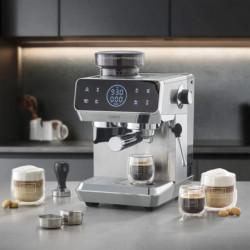 Еспресо машина Caso EspressoGourmet&Grind, 1500W, 20 bar, 1.8 л, Ulka, Pre-infusion, Cold Brew Сензорно управление, Мелачка, Портафилтър, Инокс