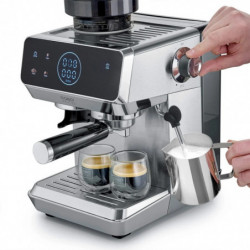 Espressor manual Caso EspressoGourmet&Grind, 1500 W, 20 bar, 1,8 l, Ulka, Spumare lapte, Cold Brew, Comanda tactila, Rasnita, Portafiltru, Otel inoxidabil