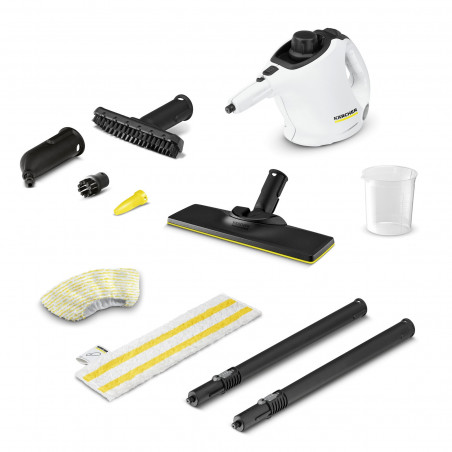 Ατμοκαθαριστής Karcher SC 1 EasyFix, 1200 W, 0,2 λίτρα, 3 bar, 20 m², Θέρμανση σε 3 λεπτά, Προστασία από τα παιδιά, Λευκό/Μαύρο