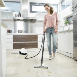 Aparat de curățat cu abur Karcher SC 2 EasyFix, 1500 W, 1 l, 3,2 bari, 75 m², timp de încălzire de până la 6,5 minute, protecție împotriva accesului copiilor, alb/negru