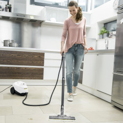 Ατμοκαθαριστής Karcher SC 3 EasyFix, 1900 W, 1 λίτρο, 3,5 bar, 75 m², Θέρμανση σε 30 δευτερόλεπτα, Προστασία από τα παιδιά, Λευκό/Μαύρο