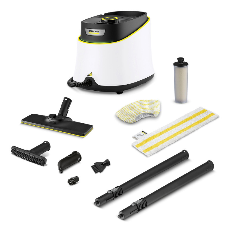 Ατμοκαθαριστής Karcher SC 3 Deluxe, 1900 W, 1 λίτρο, 3,5 bar, 75 m², Θέρμανση σε 30 δευτερόλεπτα, ενδεικτική λυχνία LED, Λευκό/Μαύρο