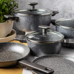 Klausberg KB 7832 Cookware Set, 12 pieces, Marble Finish, Induction Compatible, Gray