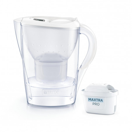 Кана за филтриране на вода Brita Marella Cool Memo, 2.4 л, Memo електронен индикатор, Филтър Maxtra Pro, Без BPA, Бял