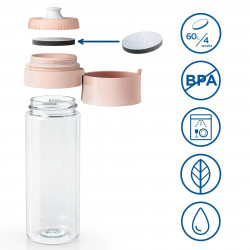 Brita Fill & Go Vital szűrős vizes palack, 600 ml, MicroDisc szűrőkkel, BPA-mentes, rózsaszín