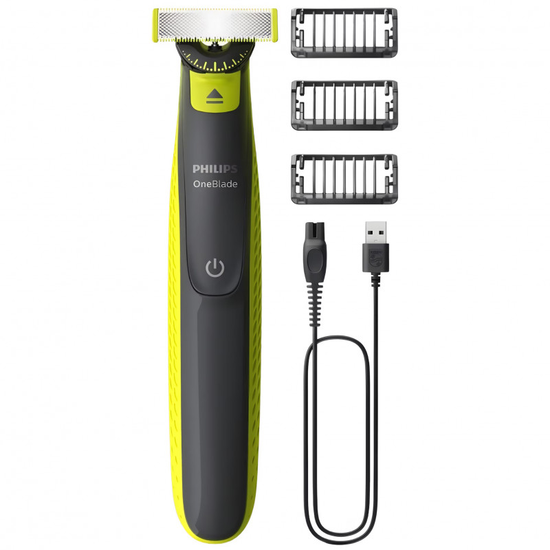 Philips OneBlade QP2724/23 Trimmer, 360-degree blade, OneBlade technology, 45-minute battery life, Black/Yellow