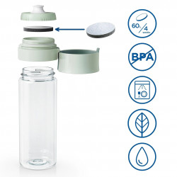 Brita Fill & Go Vital Water Filter Bottle, 600 ml, MicroDisc Filters, BPA-Free, Light Green