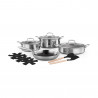 Set de oale Swiss Haus SH-ZG1012, 12 piese, Acoperire ceramica Sapphire, Cuptor pana la 260°C, Inductie, Argintiu