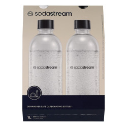 Set de sticle pentru carbonatare SodaStream Jet, 1 l, 2 buc., fără BPA, potrivite pentru mașina de spălat vase, negru