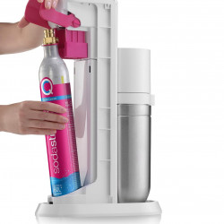Резервен цилиндър за машина за газиране на вода SodaStream, CO2, Quick Connect, 425 g, 60 л, Инокс/розов
