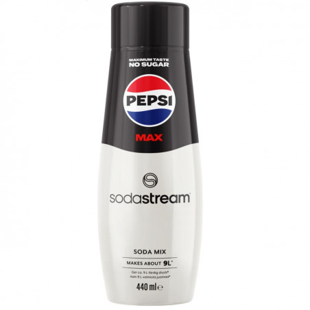 Συμπυκνωμένο σιρόπι SodaStream Pepsi Max, 440 ml, Έως 9 λίτρα, Χωρίς αλλεργιογόνα και ΓΤΟ, Λευκό/μαύρο