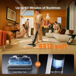 Aspirator vertical Roborock F25 ACE Combo, 269 W, 25 000 Pa, 560 ml, 4 niveluri de putere, Autocurățare, Autonomie de până la 60 de minute, Negru