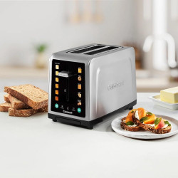 Prajitor de paine Cuisinart SimpliTouch XL RBT2200U, 1000 W, 6 trepte de prajire, 5 programe, Comenzi tactile, Centrare automata, Inox/Negru