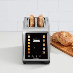 Prajitor de paine Cuisinart SimpliTouch XL RBT2200U, 1000 W, 6 trepte de prajire, 5 programe, Comenzi tactile, Centrare automata, Inox/Negru