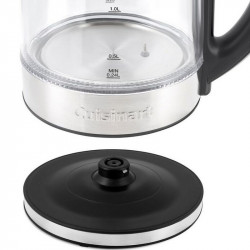 Електрическа кана за вода Cuisinart GK19E Double Glass, 3000W, 1.7 л, 50-100°C, 360° основа, Сензорно управление, Филтър, Индикатор, Инокс/черен