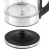 Cana electrica Cuisinart GK19E Double Glass, 3000 W, 1,7 l, 50-100°C, Baza rotativa la 360°, Comenzi tactile, Filtru, Indicator, Inox/Negru