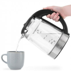 Електрическа кана за вода Cuisinart GK19E Double Glass, 3000W, 1.7 л, 50-100°C, 360° основа, Сензорно управление, Филтър, Индикатор, Инокс/черен