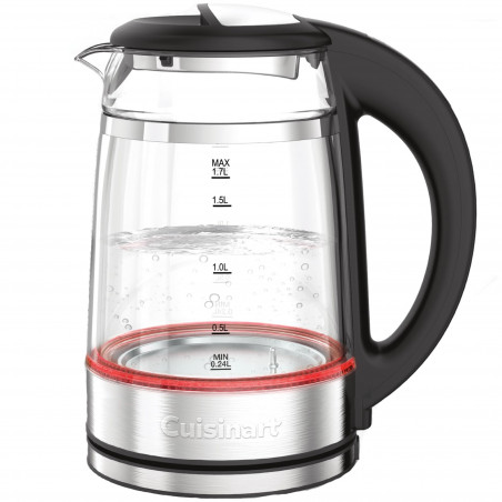 Cuisinart GK19E Double Glass Electric Kettle, 3000W, 1.7 L, 50–100°C, 360° base, Touch controls, Filter, Indicator light, Stainless steel/black