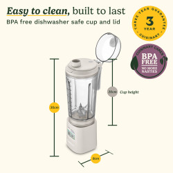 Преносим блендер Cuisinart Blast & Go PBL100E, 120W, 500 мл, 20000 об/мин, 2 режима, Без BPA, USB-C зареждане, Бял
