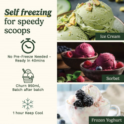 Masina de facut inghetata Cuisinart Freeze Ease ICE90E, 100 W, 0,95 l, 3 programe, Compresor, Alb/Gri