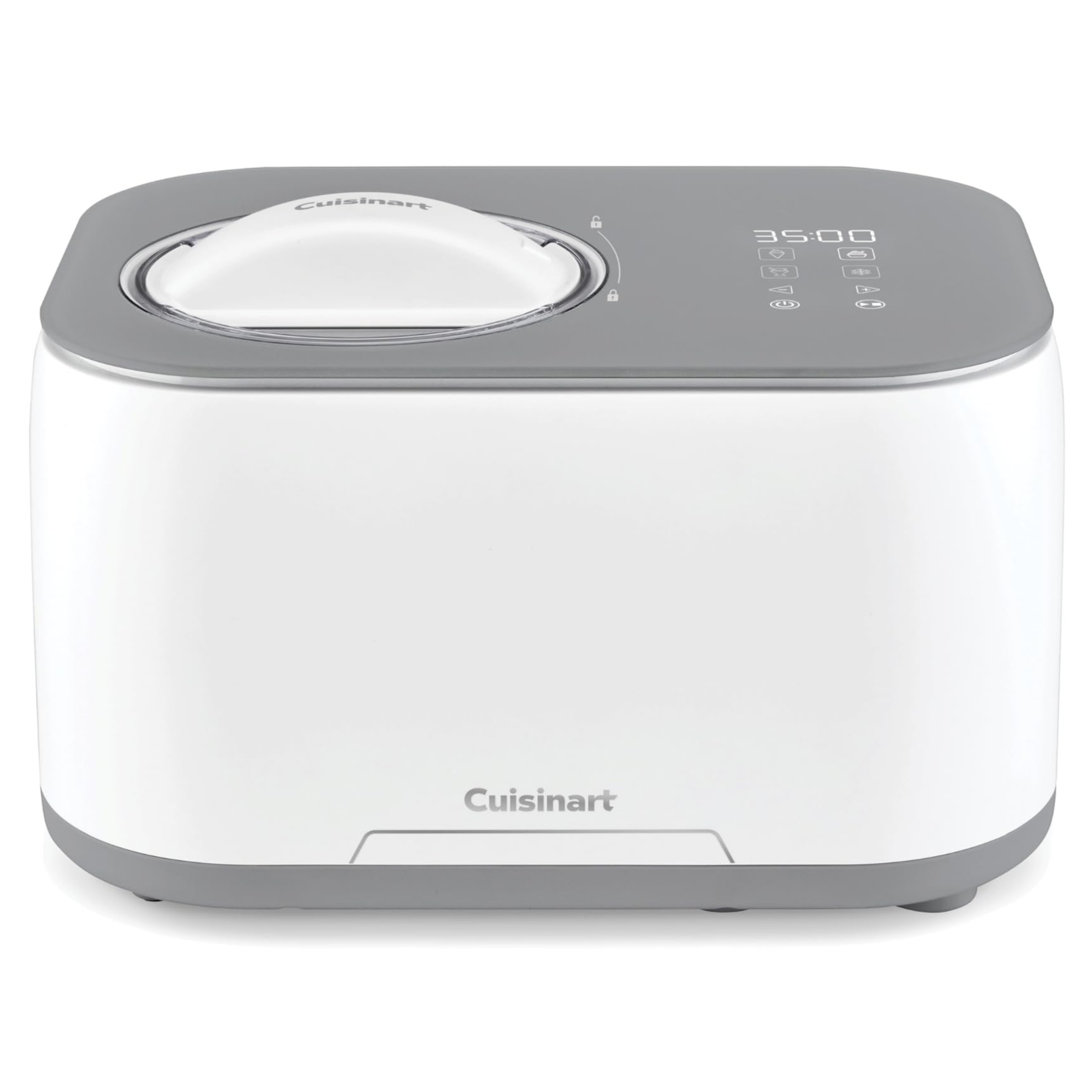 Машина за сладолед Cuisinart Freeze Ease ICE90E, 100W, 0.95 л, 3 програми, Компресор, Бял/сив