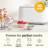 Masina de facut inghetata Cuisinart Freeze Ease ICE90E, 100 W, 0,95 l, 3 programe, Compresor, Alb/Gri