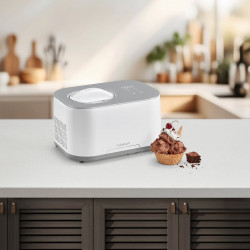 Cuisinart Freeze Ease ICE90E Ice Cream Maker, 100W, 0.95 L, 3 Programs, Compressor, White/Gray