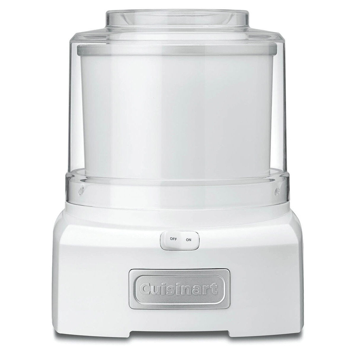Masina de inghetata Cuisinart Cool Scoops ICE21E, 35 W, 1,4 l, Pana la 20 de portii de inghetata, Capac transparent cu închidere ușoară, alb