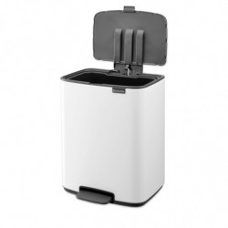 Brabantia Bo Pedal Trash Can 1010119, 12 L, Soft-Close, Non-Slip Base, White