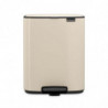 Brabantia Bo Pedal Trash Can 1010123, 12 L, Soft-Close, Non-Slip Base, Beige