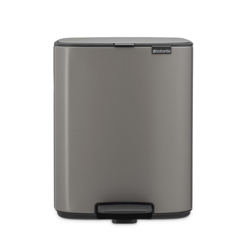 Кош за боклук Brabantia Bo Pedal 1010128, 12 л, Леко затваряне, Противоплъзгаща основа, Платинено сив