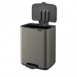 Кош за боклук Brabantia Bo Pedal 1010128, 12 л, Леко затваряне, Противоплъзгаща основа, Платинено сив