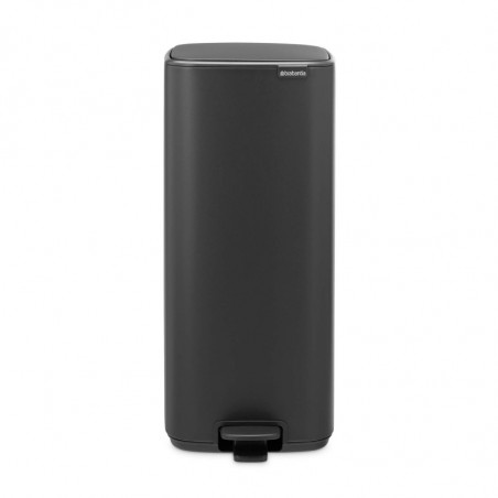Coș de gunoi Brabantia Bo Pedal 1010134, 30 l, închidere ușoară, bază antiderapantă, finisaj mineral, gri închis