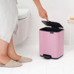 Κάδος απορριμμάτων Brabantia Bo Pedal 1010445, 7 λίτρα, Απαλό κλείσιμο, Βάση με ελαστικό επίστρωμα, Ροζ