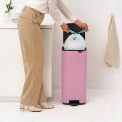 Brabantia Bo Pedal Trash Can 1010447, 30 L, Soft-Close, Non-Slip Base, Pink