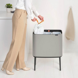 Кош за боклук Brabantia Bo Touch 1010454, 3x11 л, Плавно и безшумно отваряне, Голям отвор, Сив