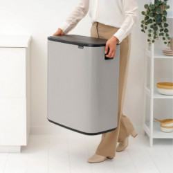 Кош за боклук Brabantia Bo Touch 1010456, 2x30 л, Плавно и безшумно отваряне, Голям отвор, Сив
