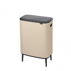 Brabantia Bo Touch Hi 1010457 Trash Can, 60 L, Side Carrying Handles, Adjustable Legs, Beige