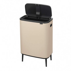 Coș de gunoi Brabantia Bo Touch Hi 1010457, 60 l, Mânere laterale, Picioare reglabile, Bej