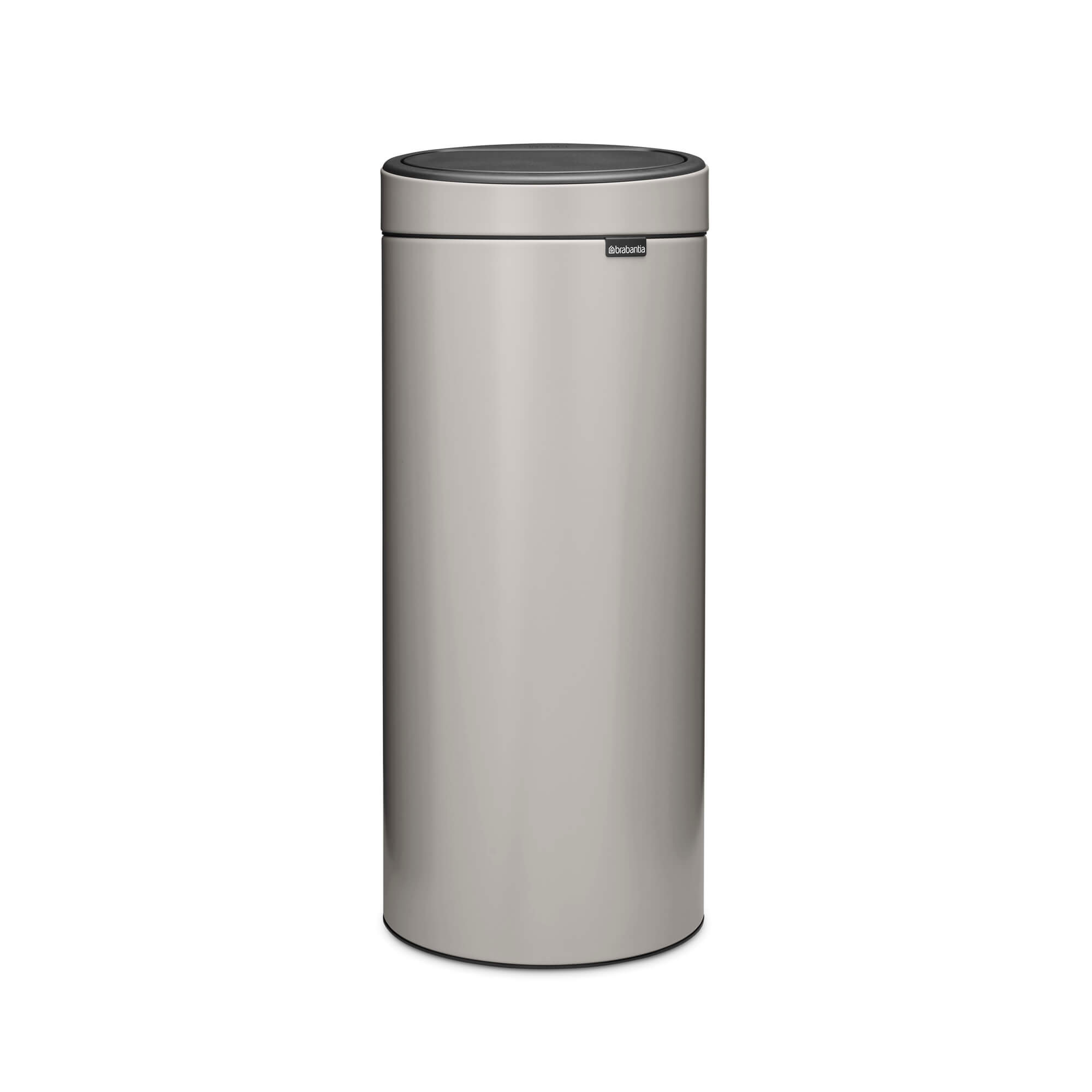 Cos de gunoi Brabantia Touch Bin New 1010459, 30 l, Inchidere silentioasa si lina, Gri deschis