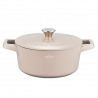 Oală cu capac Swiss Haus SH-ZC24BE, 24 x 11 cm, 4,2 l, acoperire ceramică Sapphire, compatibilă cu plitele cu inducție, bej