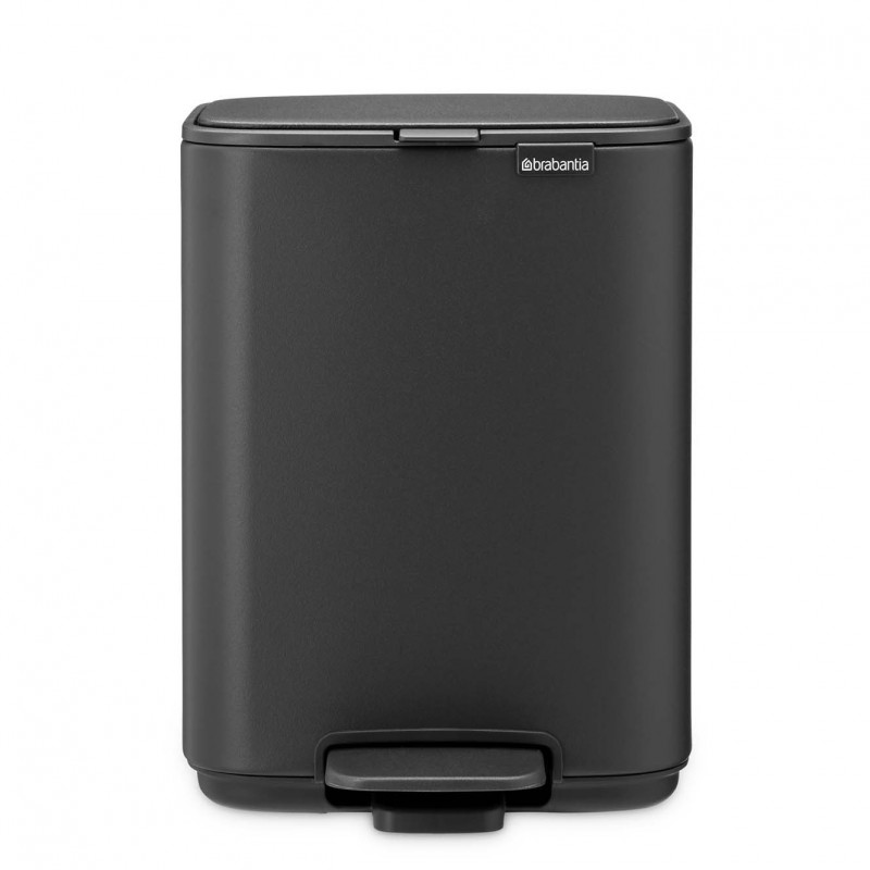 Brabantia Bo Pedal Trash Can 1010131, 4 L, Soft-Close, Non-Slip Base, Mineral Finish, Dark Gray