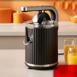 Електрическа цитрус преса Swiss Haus SH-CJ23, 300W, 1.2 л, Филтър, 2 конуса, Без BPA, Двупосочно въртене, Лост за притискане, Черен