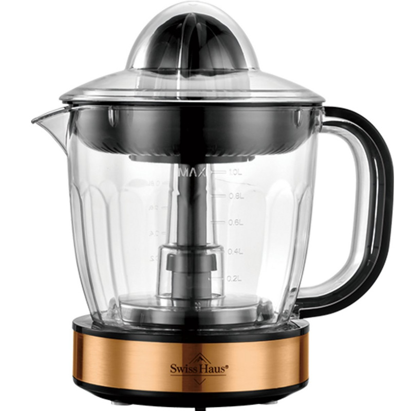 Storcător electric de citrice Swiss Haus SH-CJ2140, 40 W, 1 l, filtru, rotație bidirecțională, fără BPA, cupru/negru