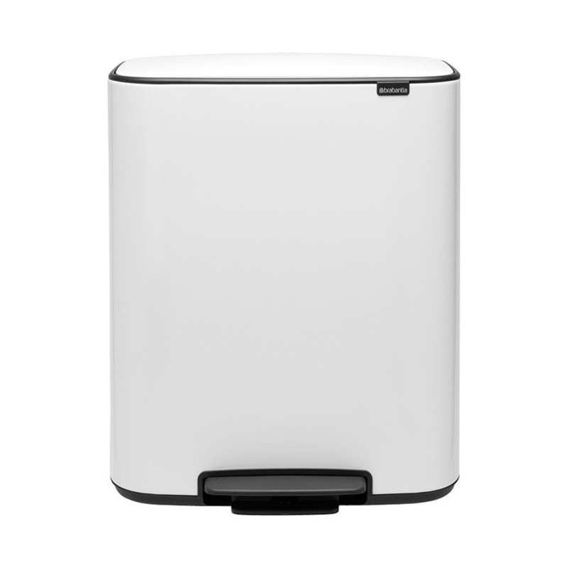 Cos de gunoi Brabantia Bo Pedal 1003188, 2x30 L, Inchidere lina, Baza antiderapanta, Alb