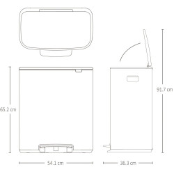 Кош за боклук Brabantia Bo Pedal 1003188, 2x30 л, Плавно затваряне, Противоплъзгаща основа, Бял