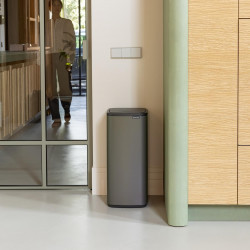 Brabantia Bo Touch 1010130 Trash Can, 30 L, Smooth and Silent Opening, Large Opening, Gray