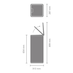 Кош за боклук Brabantia Bo Touch 1010130, 30 л, Плавно и безшумно отваряне, Голям отвор, Сив