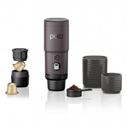 Wacaco Pixapresso hordozható eszpresszógép, 20 bar, 9000 mAh, 120 ml, őrölt kávé + kapszulák, LED érintőképernyős vezérlés, sötét bordó